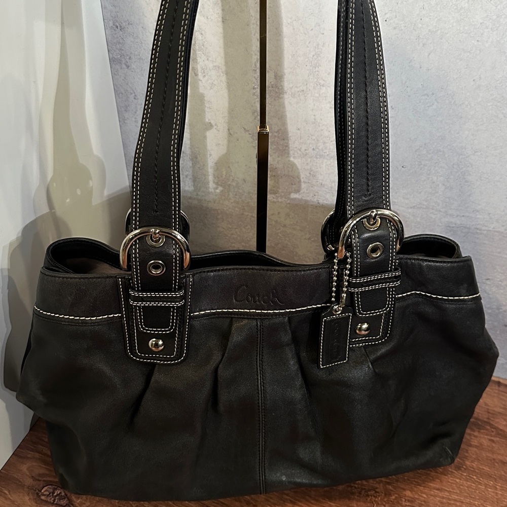 Coach | Black SoHo Pleated Leather Shoulder Purse